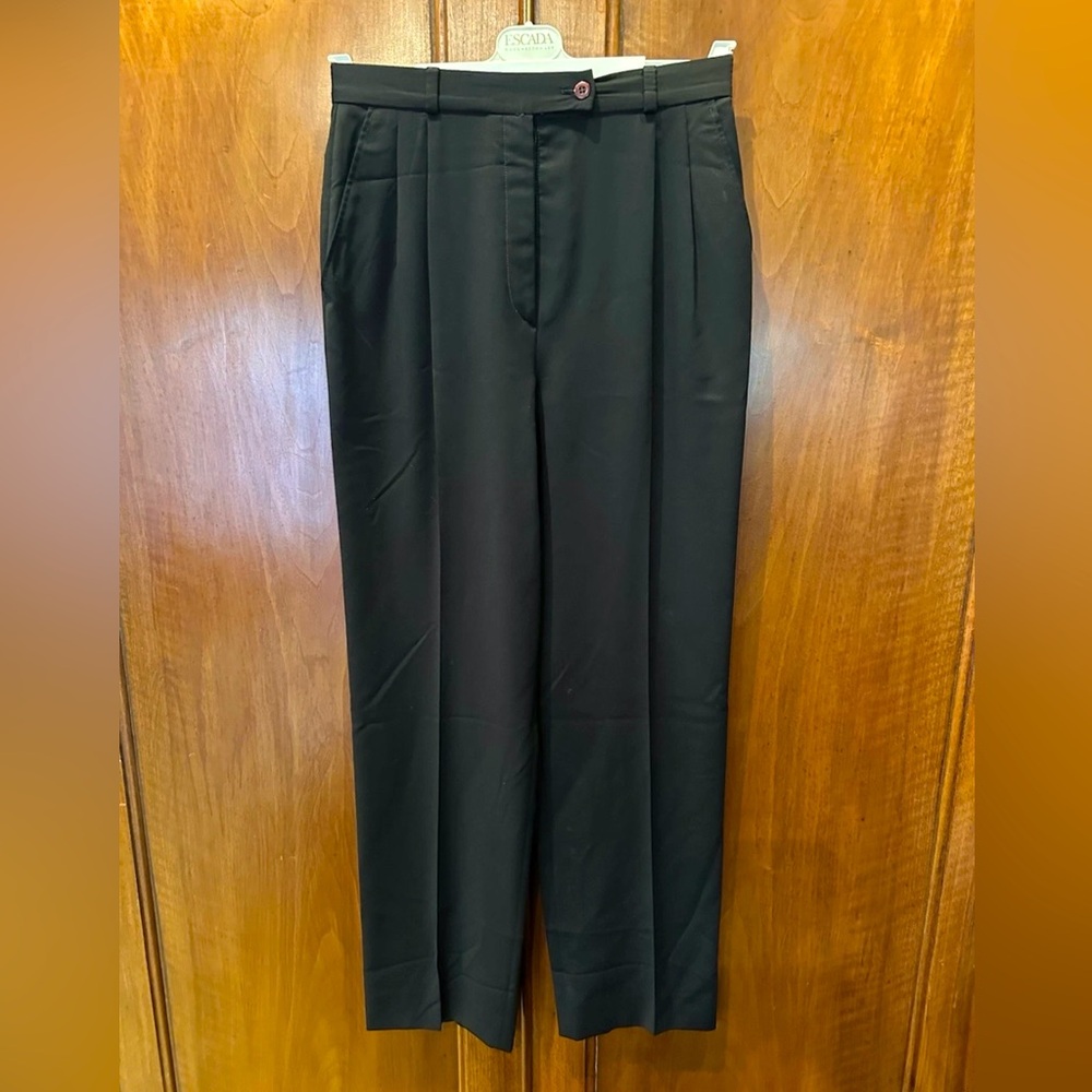 Bernard Zins Paris Black Wool Straight Leg Trousers Pants Womens Size 8